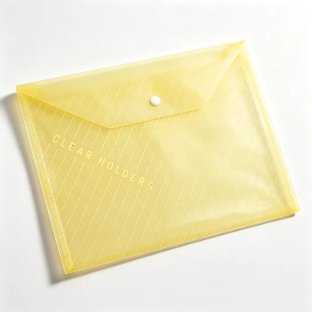 20 pcs Clear Plastic Snap Button File Folders Multi Color Exam Paper Storage Bag Student