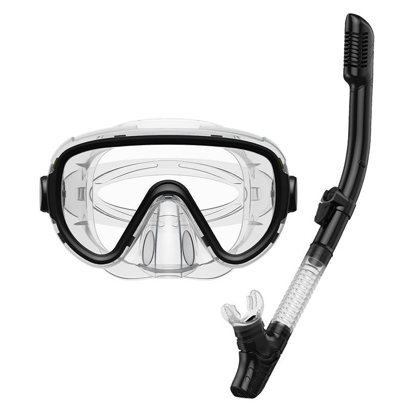 Pro Snorkeling Set: Anti-Fog Liquid Silicone Mask with HD Tempered Glass for Wide-View Diving One Size