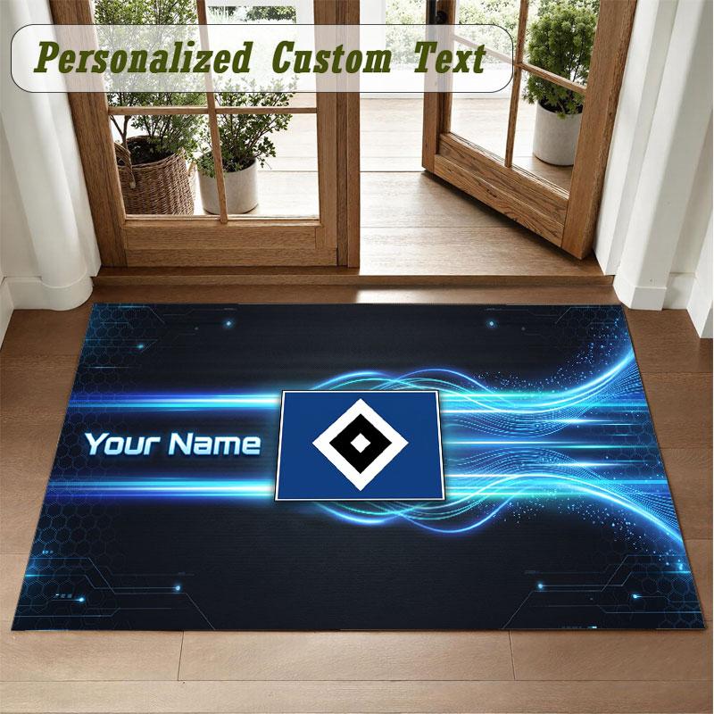 Crystal Velvet Square Rug Custom NameHamburger SV Pattern Non Slip Home Floor Decor Rug