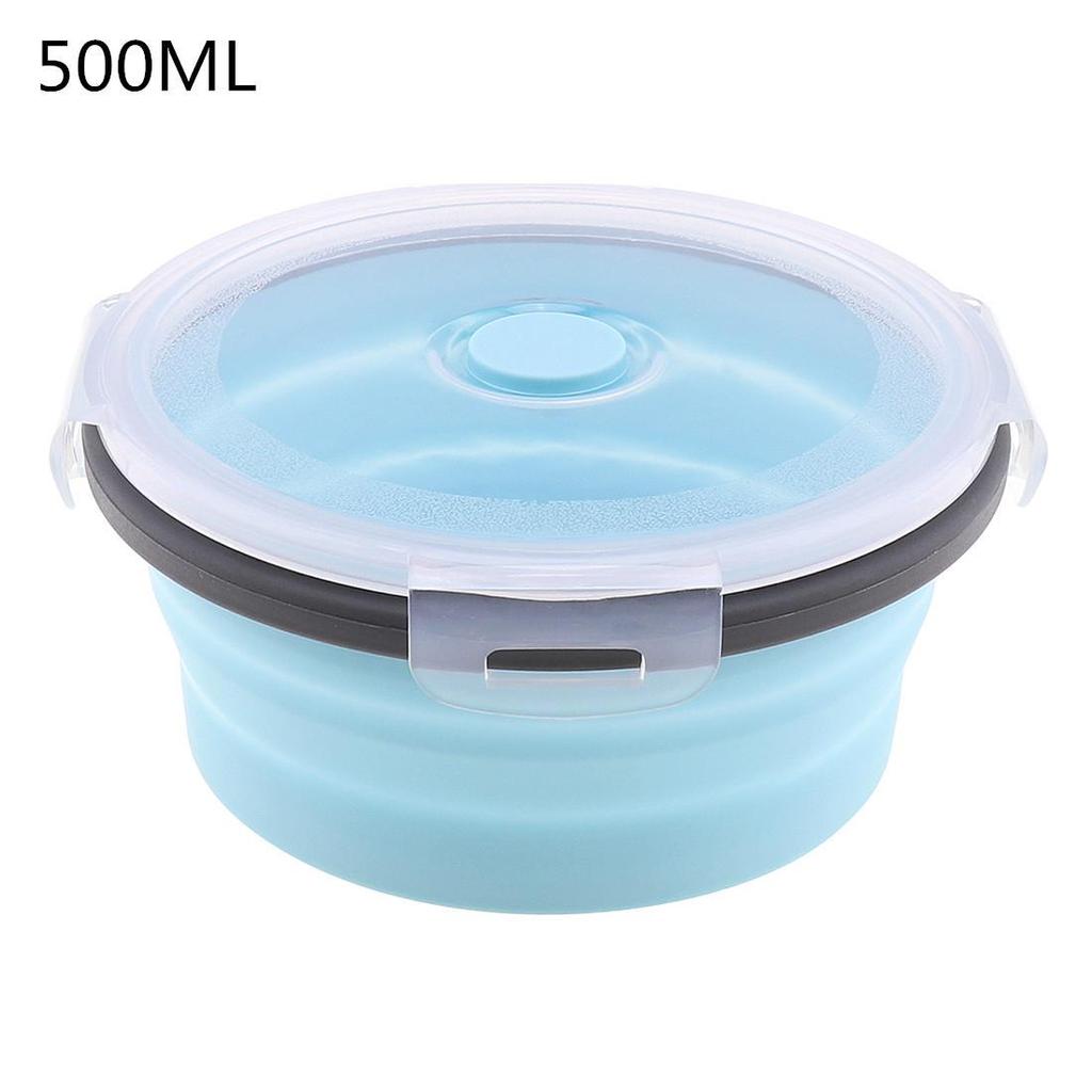 350ML/500ML/800ML/1200ML Přenosný Kruhový Silikonový Skládací Obědový Box Bento Box KTY