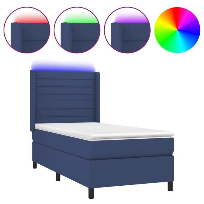 VidaXL Slat Bed Base with Mattress and LEDs, Upholstered Bed, Single Bed, Adult Bed for Interior Bedroom, 3138355