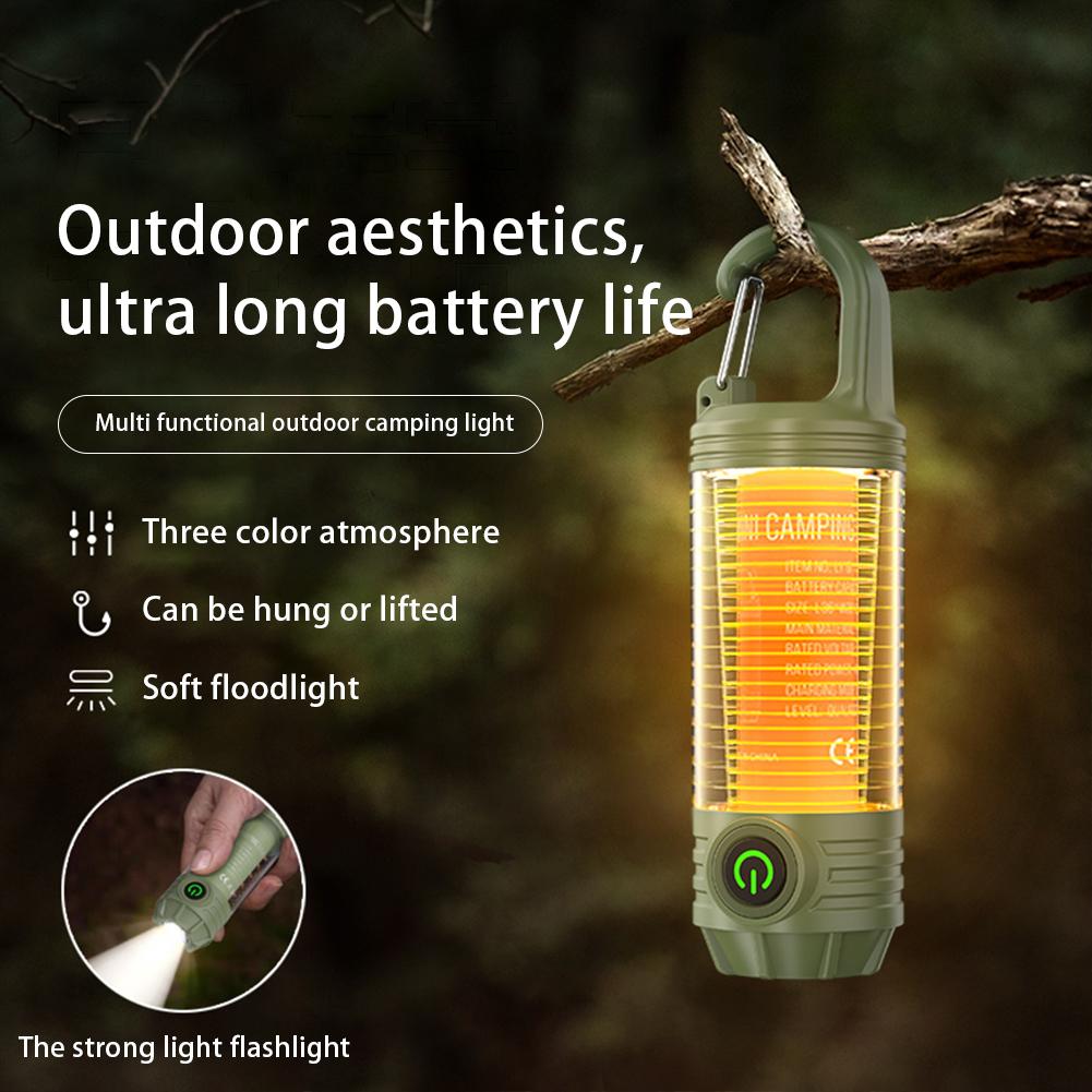 Powerful Handheld Flashlight USB Charging Mini Camping Light 6 Modes Outdoor Emergency Light 1200mAh for Camping Fishing Walking