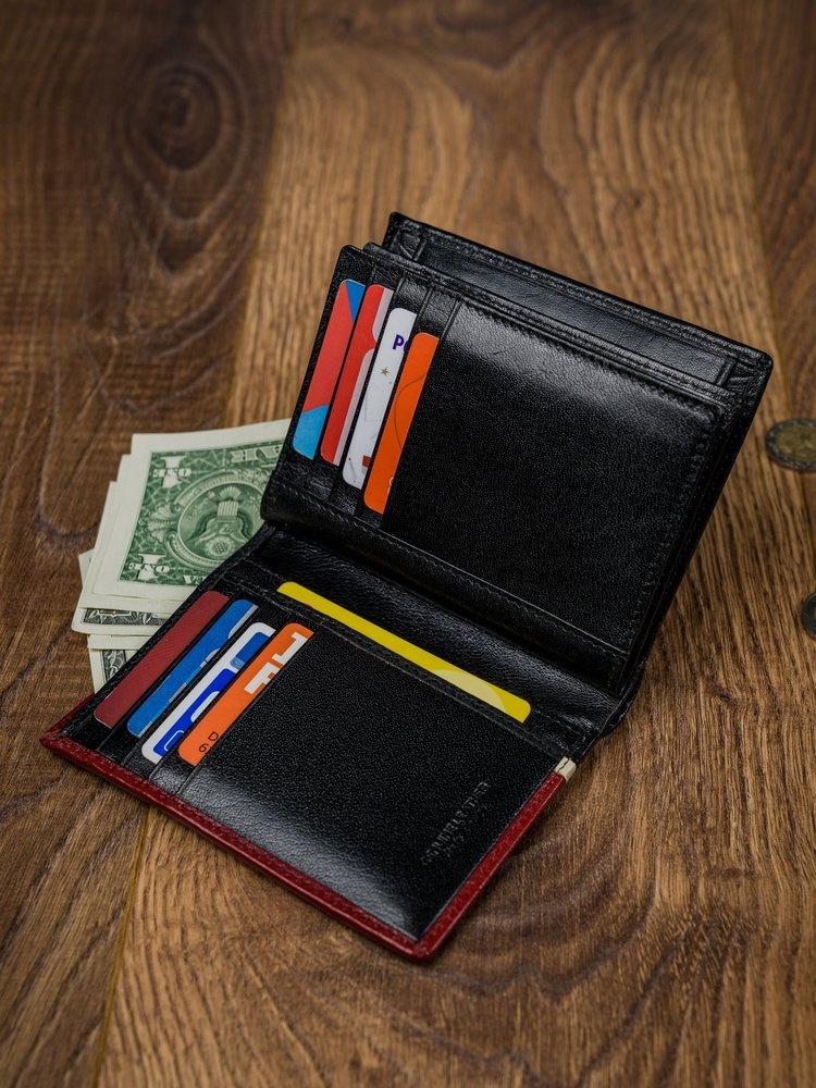 Vertical, two-tone men's wallet made of genuine leather - Rovicky