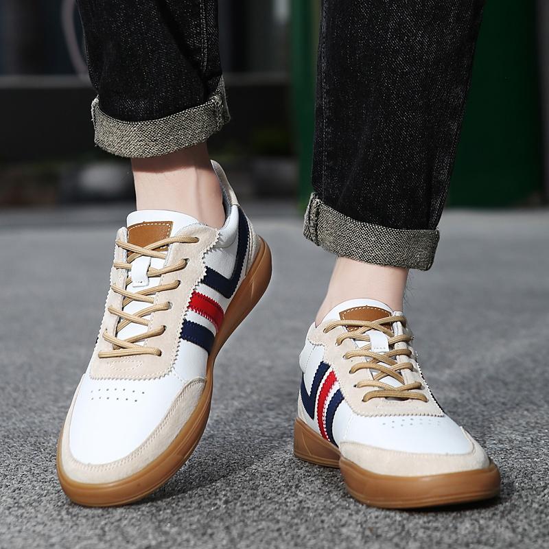 Men's Genuine Leather Casual Shoes Male Daily Walking Shoes Comfortable Business Dress Sneakers Breathable Lace-up Low Top Shoes