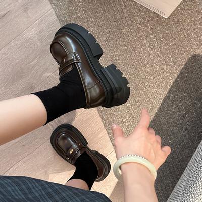 Loafers damesschoenen 2025 nieuwe lente en herfst zwarte platform damesschoenen Britse stijl kleine leren schoenen dames veelzijdige schoenen