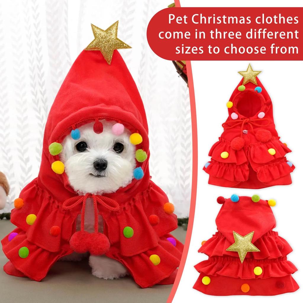 Cute Christmas Pet Clothes Xmas Tree Themed Dog Pet Costume Festive Puppy Clothes for Holiday Parties