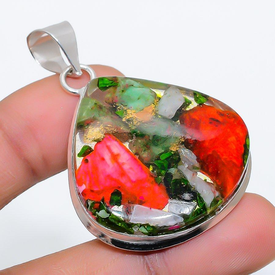 

Spiny Oyster Gemstone Handmade 925 Sterling Silver Jewelry Pendant 1.93 SU-9890