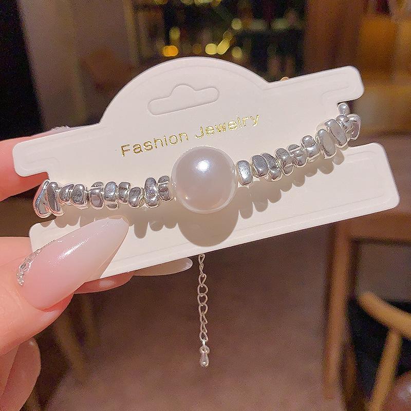 Light Luxury Niche High-end Pearl Bracelet Women's Korean Style Fashion Elegant Flash Zircon Love Bracelet Crystal Bracelet