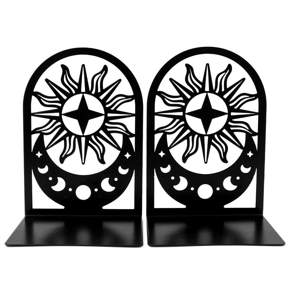 2Pcs Black Musical Notes Openwork Pattern Design Desktop Book Ends Office Desktop Home Bookends Gift For Book Loves Book Rack