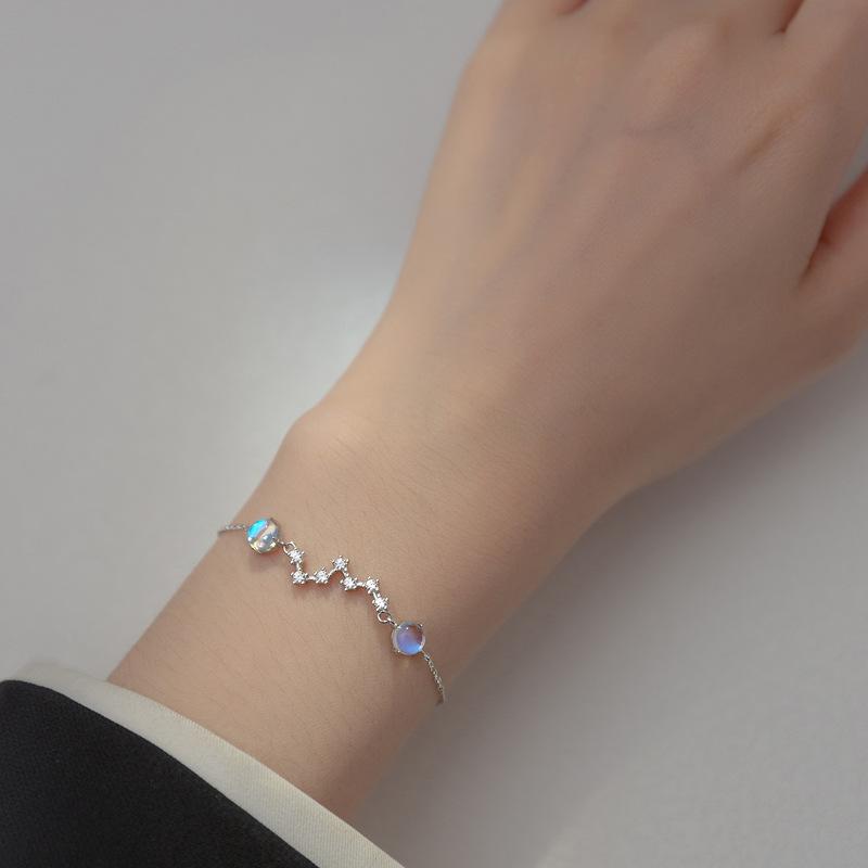 Sterling Silver S925 Silver Bracelet Polaris Bracelet Japanese and Korean Ins Creative Personality Lucky Aurora Colorful Bracelet for Women