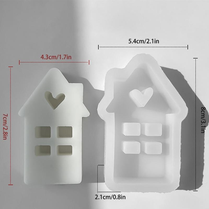 House Shape Candle Mold Heart Resin Mold for Candle Gypsum Ornament Silicone Mould Home Decorations Valentines Day Gift
