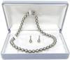 [Your and My Jewelry Box] Velveteen Case Black Pearl Necklace, Akoya Pearl Earrings SetGray 9mm 42cm [Gift Wrapped] Earrings