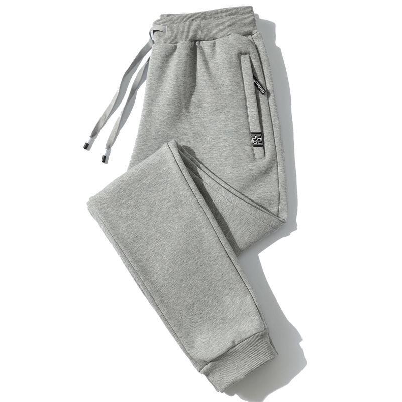 Pánské podzimní/zimní zateplené bavlněné tepláky s rovnými nohavicemi - Volný střih, nadměrná velikost, ležérní kalhoty