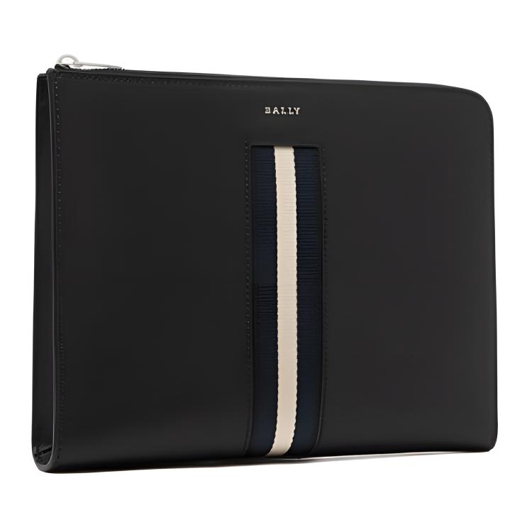 Bally Letter Logo Leather Clutch Men clutch Black 6310089