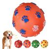 Squeaky Ball Dog Toy Puppy Chew Toy with Paw Print Texture Interactive Dog Teeth Cleaning Toy for Aggressive Chewers