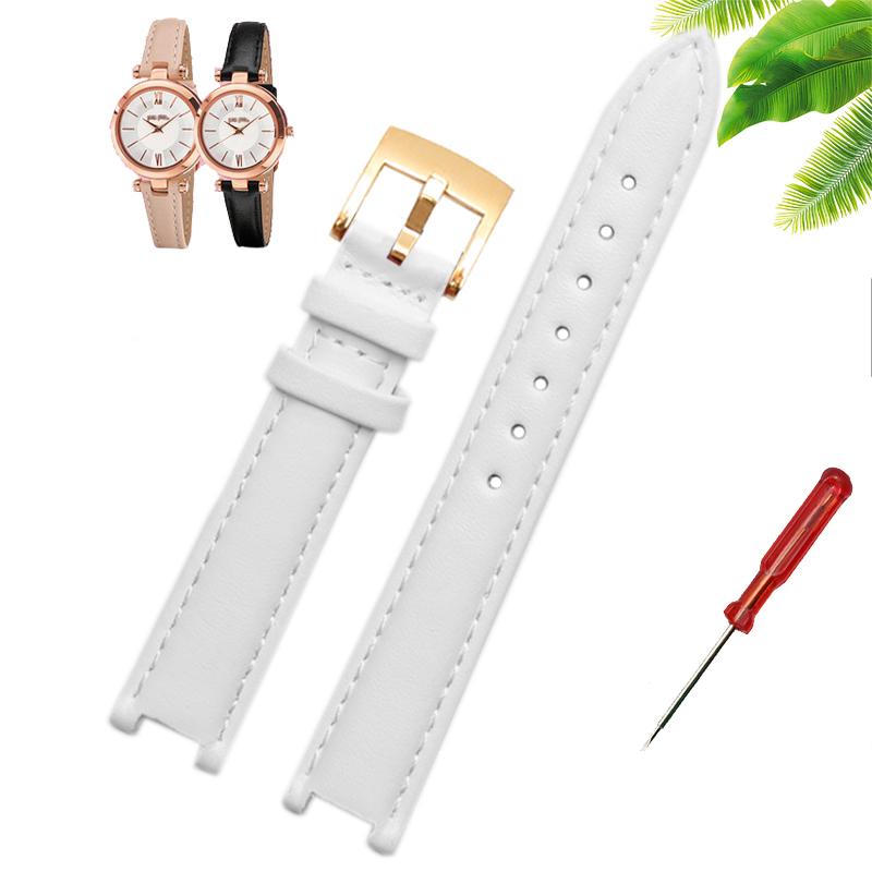 Genuine Leather Watch Band Women's Watch Strap for Folli Follie Lady Bubble Series Notch Pin Buckle Watch Bracelet 12MM 16MM 20