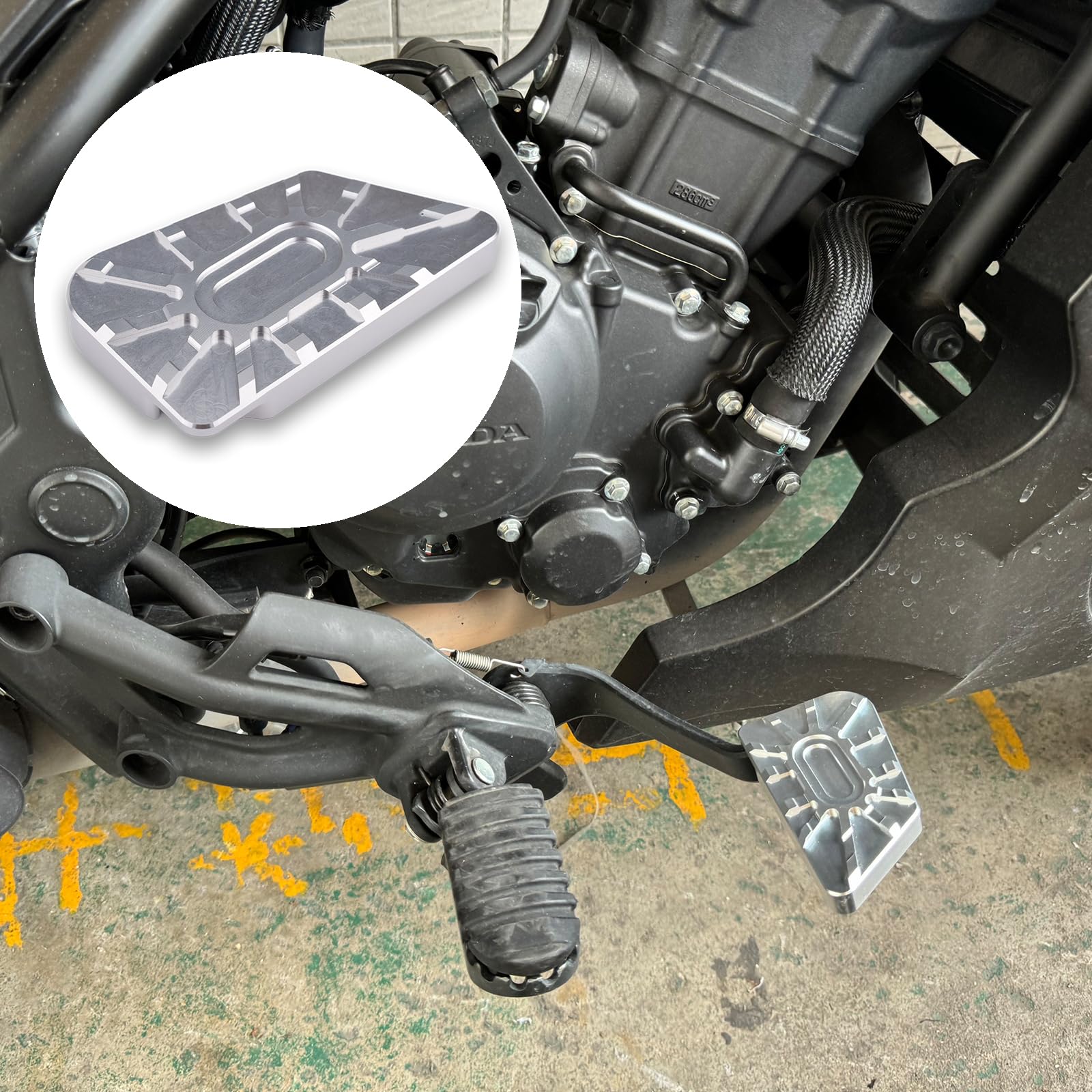 

Motorcycle Brake Pedal Extension Plate for Honda Rebel 250/500, CL250/500, and All Models (Silver)