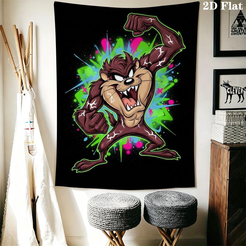 Tazmanian Devil Wall Tapestry Aesthetic Wall Hanging Printed Fabric Blanket Decorative Tapestries for Bedroom Living Room Home Decor