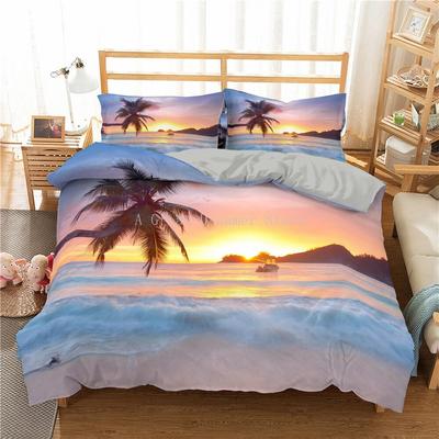 Oceaan beddengoed set kust strand dekbedovertrek set blauwe zeester bed set kinderen tiener shell huishoudtextiel zomer sprei dekbedovertrek