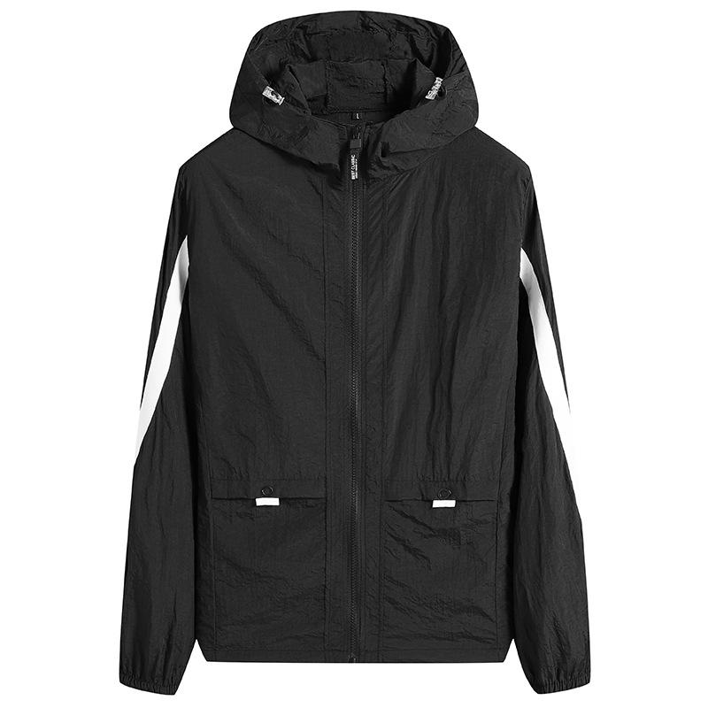 Sunscreen Clothing Men s Summer Casual Outdoor Couple Hooded Sunscreen Clothing Jacket Thin Section M чёрный