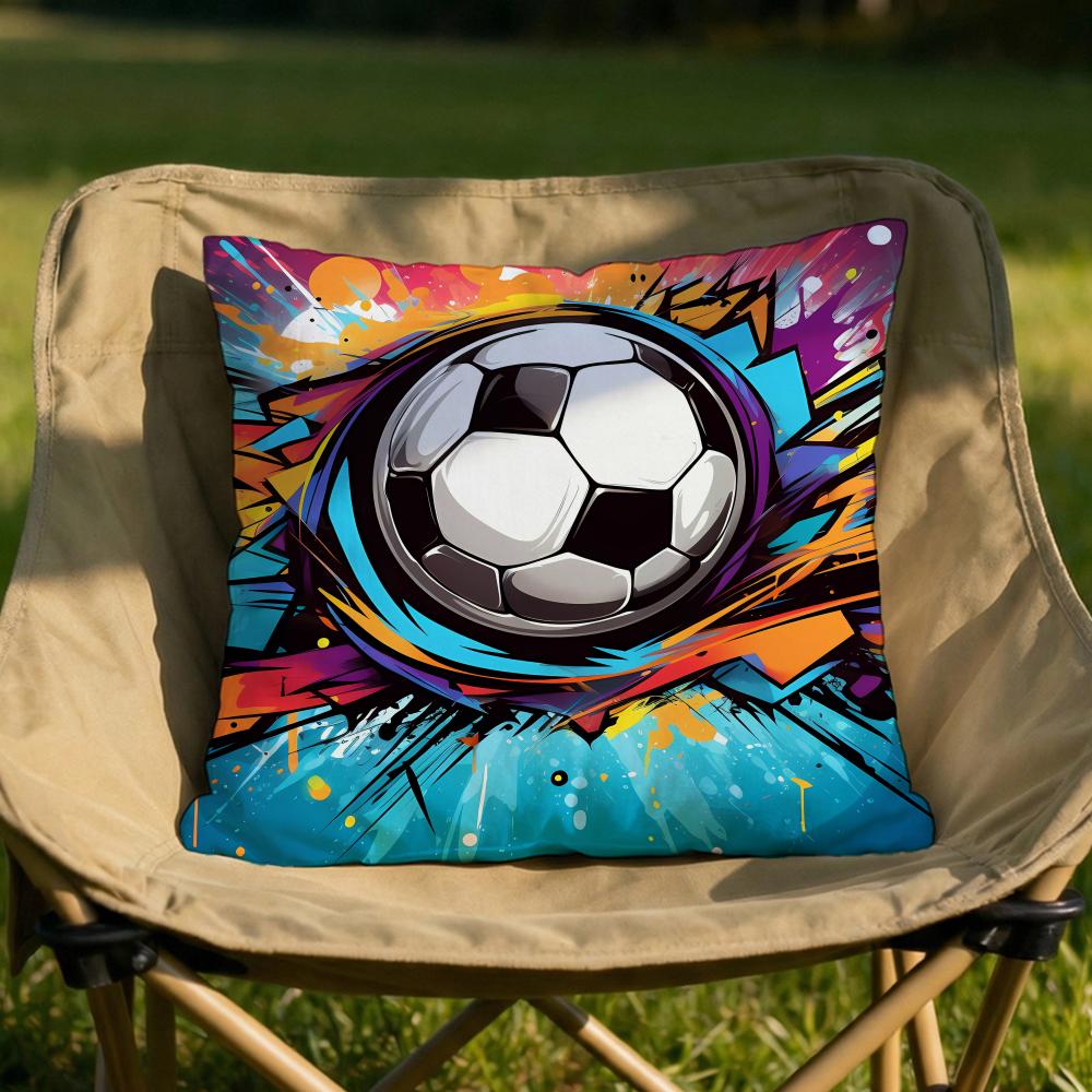 New football print Cushion Cover Soft Reversible  Durable Pillow Cover  MultiScene Use for Home  Car Daily Comfort