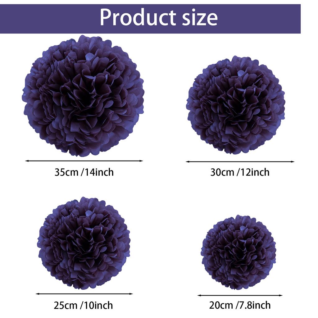 7.8inch Purple Pom Pom Paper For Birthday Party Flower Balls Paper Hanging