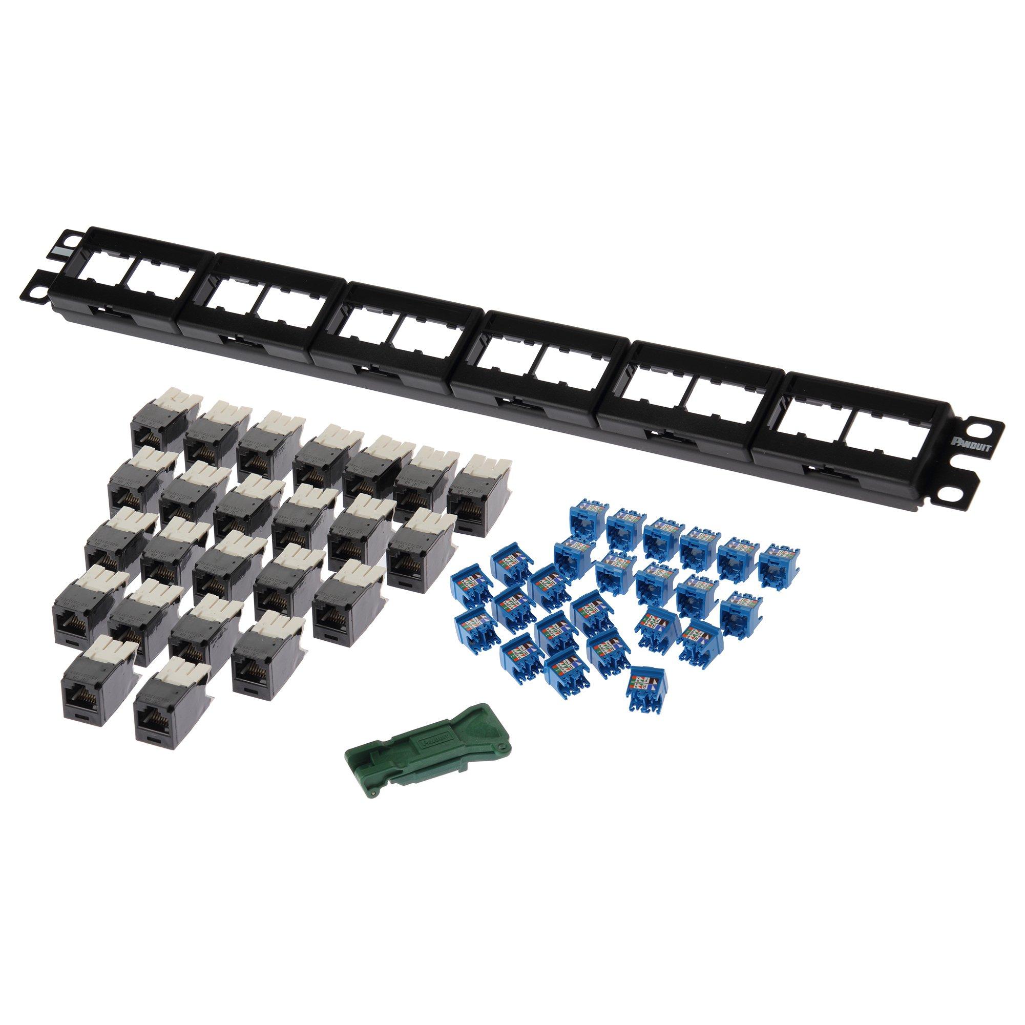 

Panduit Cat6A Modular Patch Panel Kit 24 Port CPPKL6ATG24WBL
