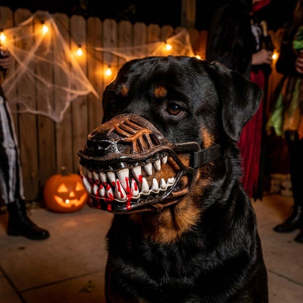 Bewegliche Zähne Halloween Hundemaulmaske Verstellbare Riemen Haustier Gruselige Requisite Maulkorb Rollenspiel