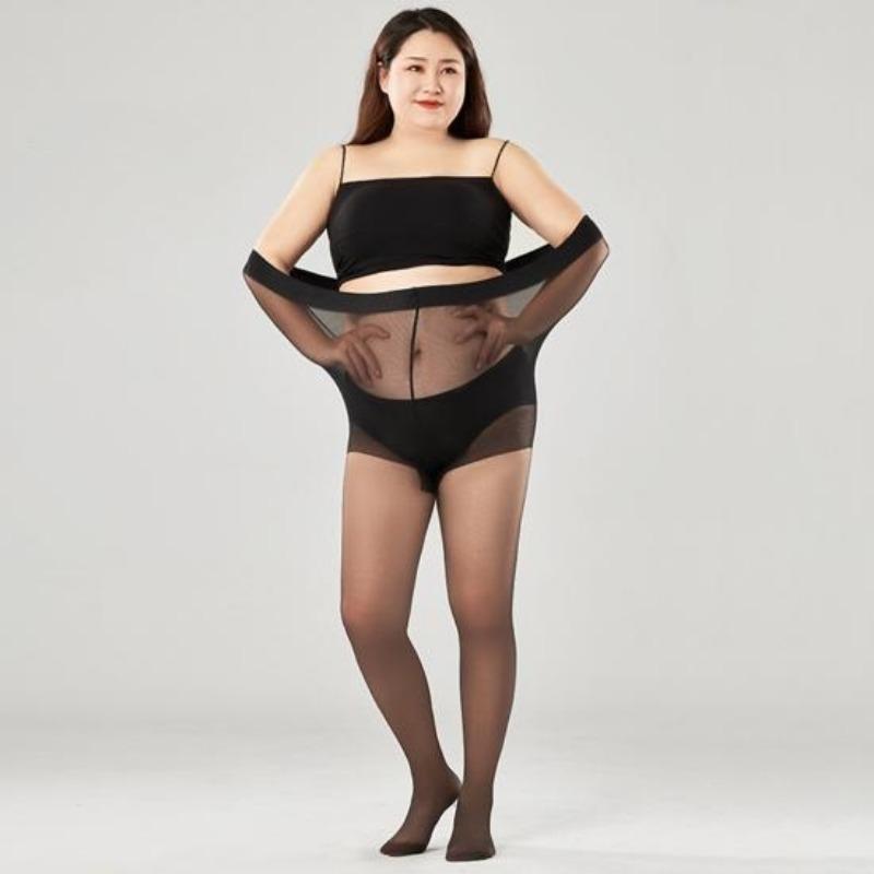 Plus Size Anti-Snag Stockings with Butterfly Crotch Ultra-Thin Summer Pantyhose for Women Fits Up To 200 Lbs