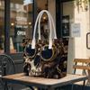 Steampunk Skull Print Tote Bag Stylish Casual Daily Use Shoulder Bag for Streetwear
