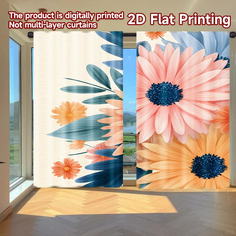 

Set Of 2 Flat Printing Curtains Without Rod Floral Spring Design Saint Patrick Is Day Holiday Semi Curtain Light Filtering Polyester W100*H70(CM)-Hooks&2PCS