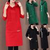 Winter Women Casual Fashion Lettering Lady Sleeve Knee Length Hoodie Dress