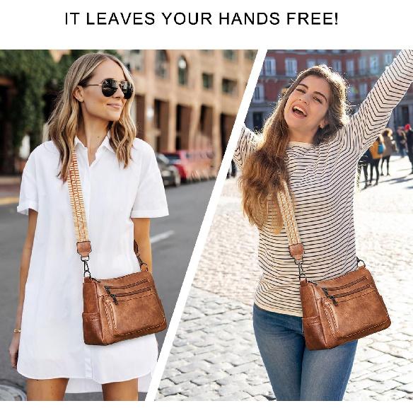 Bluome Crossbody Purses for Women, Medium Large Faux Leather Crossbody Bags Lightweight Sling Bag Shoulder Handbags