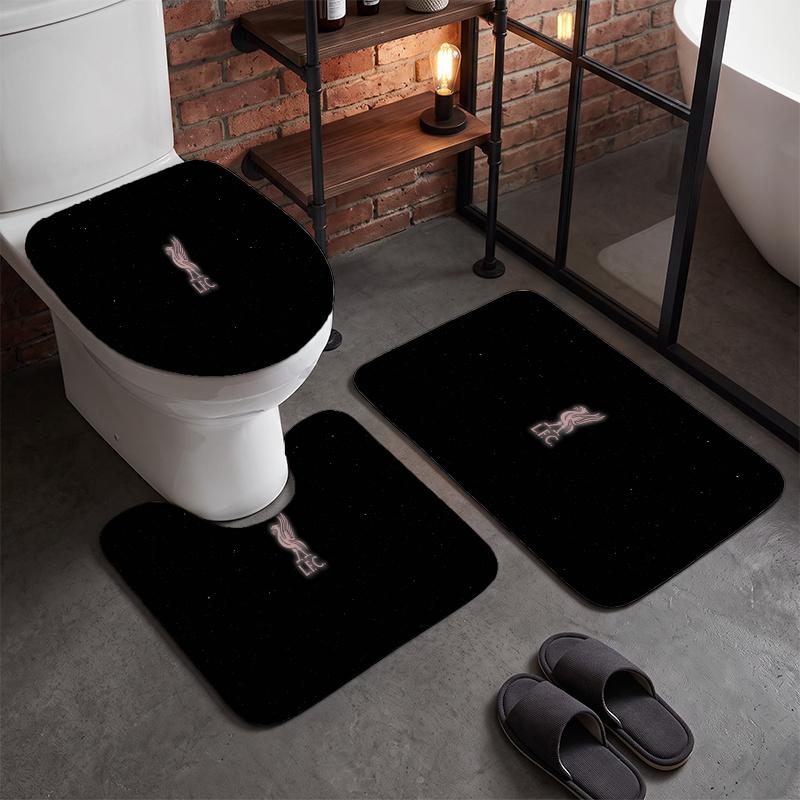 Liverpool (44)Set de Toaletă din Flanelă 3 Piese Covoraș Moale pentru Baie Capac Antiderapant pentru Vasul de Toaletă Decor Casă Baie