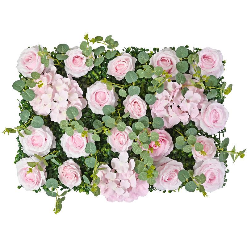 Simulation Flower Wall Three-dimensional Background Wall Decoration Eucalyptus Leaf Rose Window Flower Wall Simulation Flower Large Wedding Flower Row