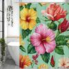 Colorful Flower Shower Curtain, Bathroom Decorative Shower Curtain, Waterproof Shower Curtain with Hooks