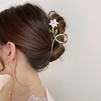 1ks Nové Dámské Kovový dráp do vlasů Elegantní Zlaté květiny Sponky do vlasů Barrette Krabí Čelenka do culíku Spona do vlasů Pokrývka hlavy Vlasové doplňky