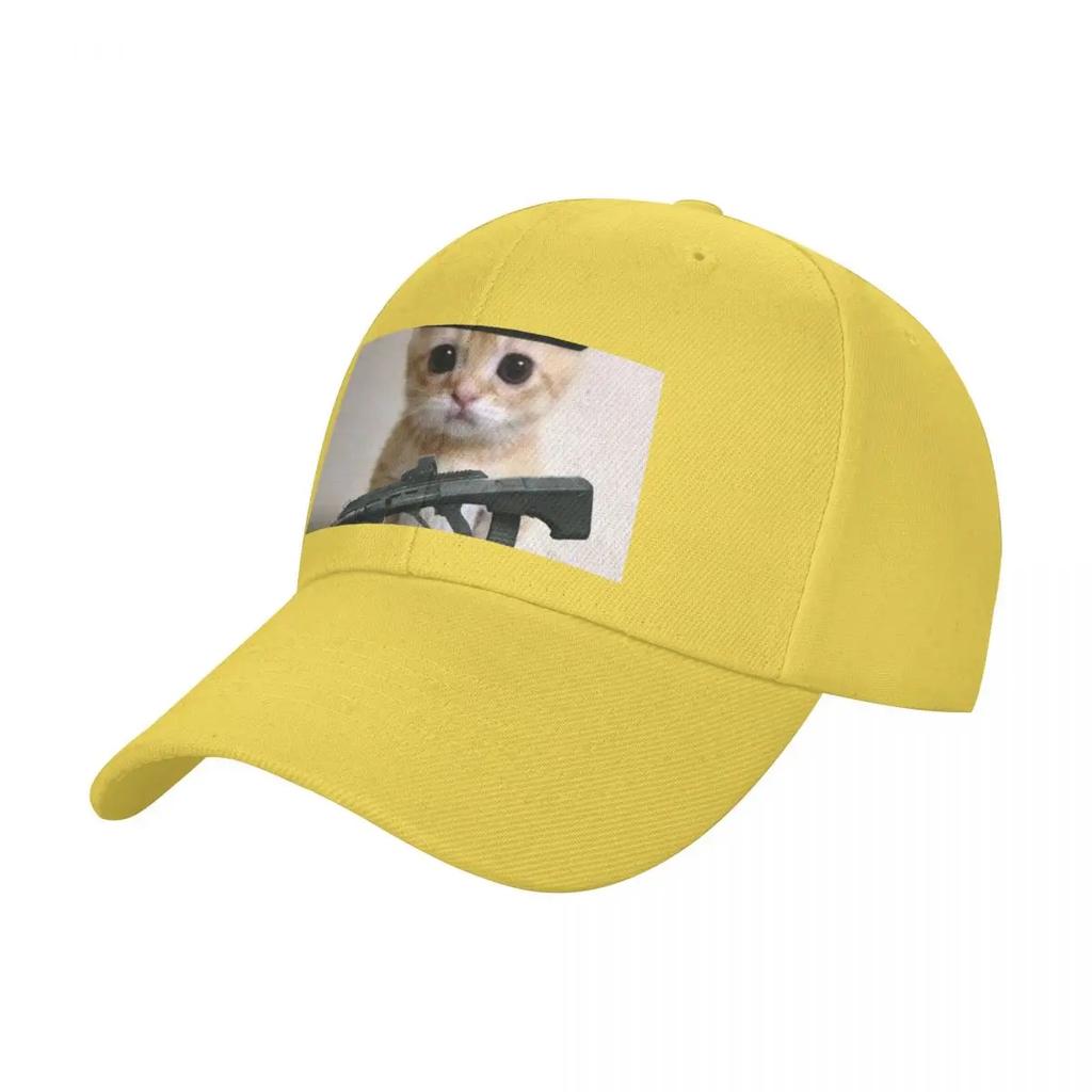 Cat With Uzi Gun Baseball Cap Anime Hat Luxury Brand Men's Big Size Hat Women Caps Men's