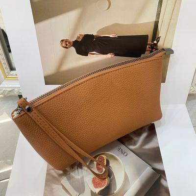Cowhide Women's Bag, Large-capacity Women's Simple and Practical Shopping, Zipper Clutch Bag, Mobile Phone Change, Genuine Leather.