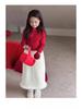Girls' Chinese Style Red Qipao Collar Sweater for Winter and New Year