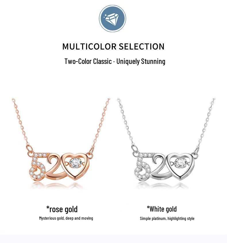 Beixi S925 Sterling Silver Pulsating Heart Rhinestone Necklace for Women 925 Silver