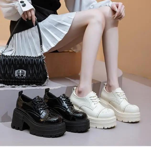 Fashion 9CM Genuine Leather Booties Autumn Female Women Boots Casual Spring Pumps Mary Jane Platform Wedge Flats Breathable Shoes