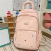 Cute Light Blue Backpack with Padded Top Handle Front Zipper Pocket Adjustable Straps Casual School Bag