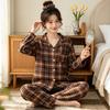 Natal year pajamas women's spring and autumn new imitation cotton long-sleeved red cute cartoon loungewear two-piece set