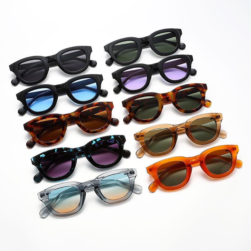 Fashion New Female Retro Multi Color Sunglasses Oval Frame Thick Frame Personality Simple Design Sun Glasses Male