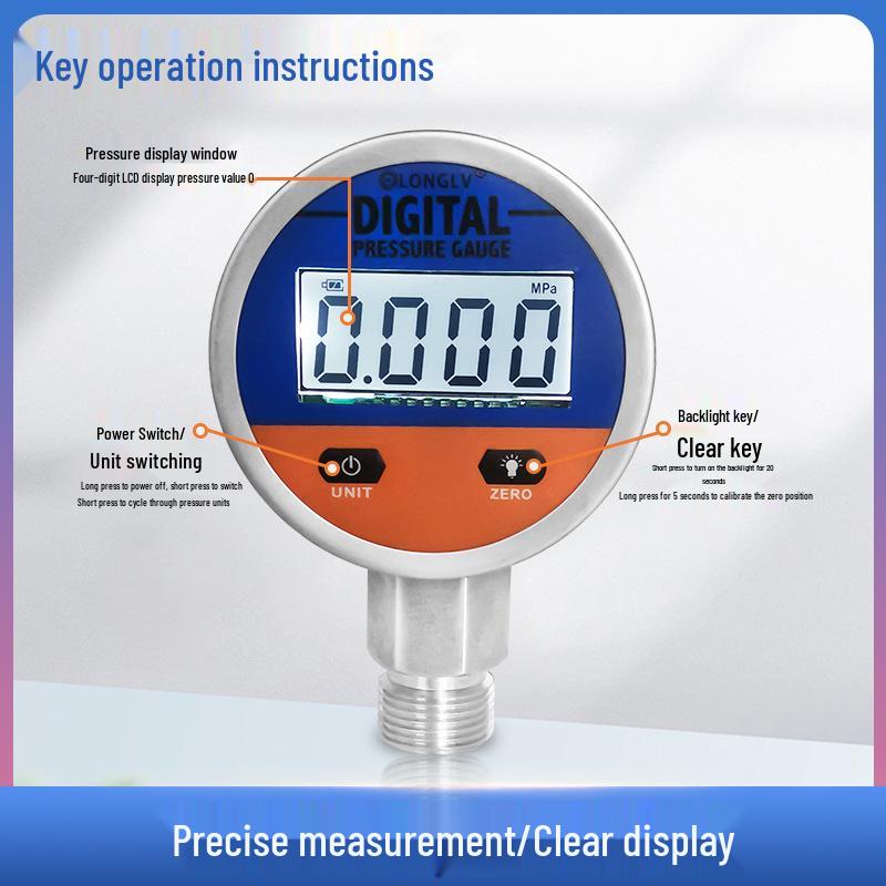 Longlv YL-809 Digital Pressure Gauge with Battery Display for Air and Hydraulic Use