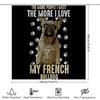 Decorative Dog Print Shower Curtain French Bulldog Design, White Paw Prints, Premium Quality Fabric, Waterproof Bath Mat Set For