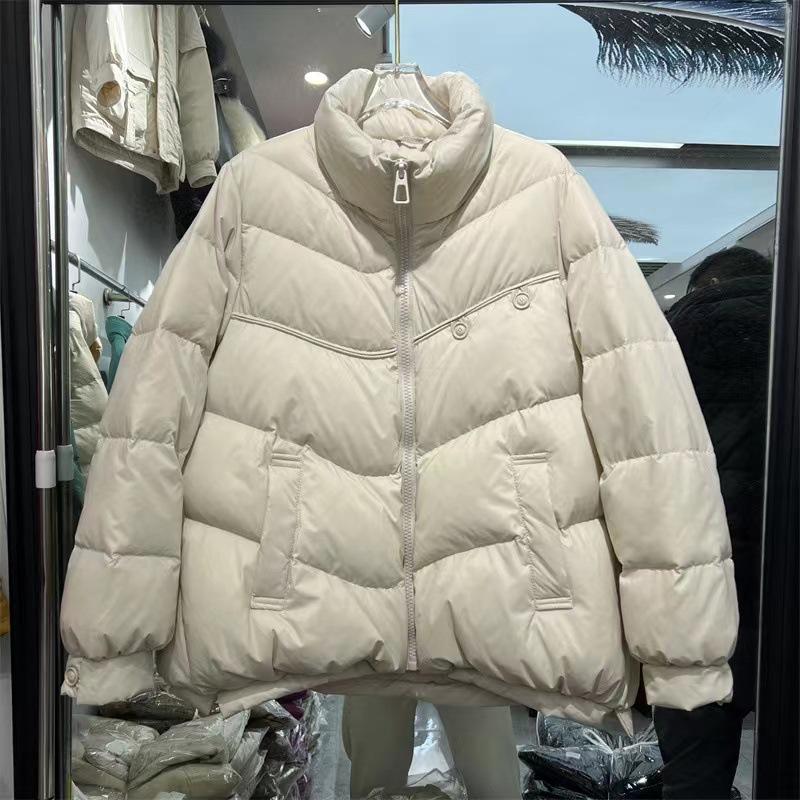 Two-button long-sleeved new simple and versatile fashion outer wear white duck down stand-up collar down jacket women's short coat