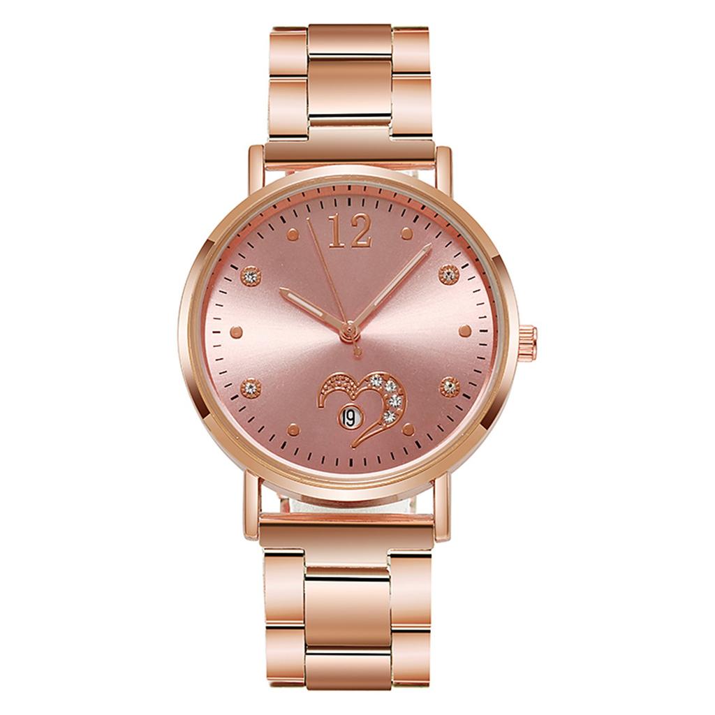 Ladies Temperament Luminous Steel Band Glass Alloy Quartz Watch