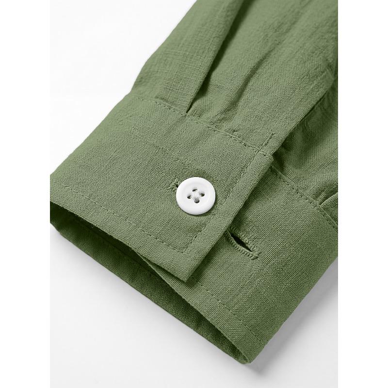 Men's Long Sleeve Stand Collar Henley Casual Shirt.